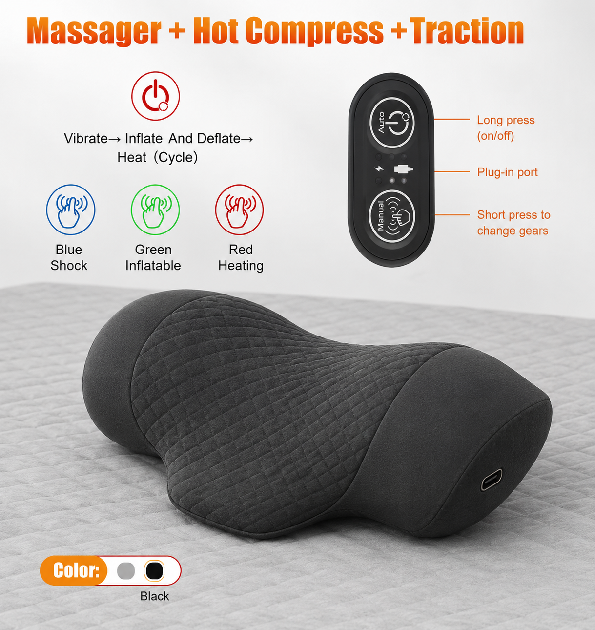 AlignNeck Pro – Heated Cervical Traction Pillow | Vibration Massage