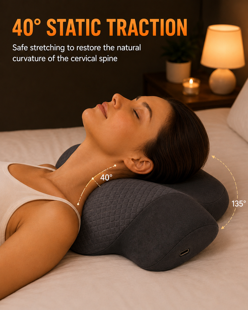 AlignNeck Pro – Heated Cervical Traction Pillow | Vibration Massage
